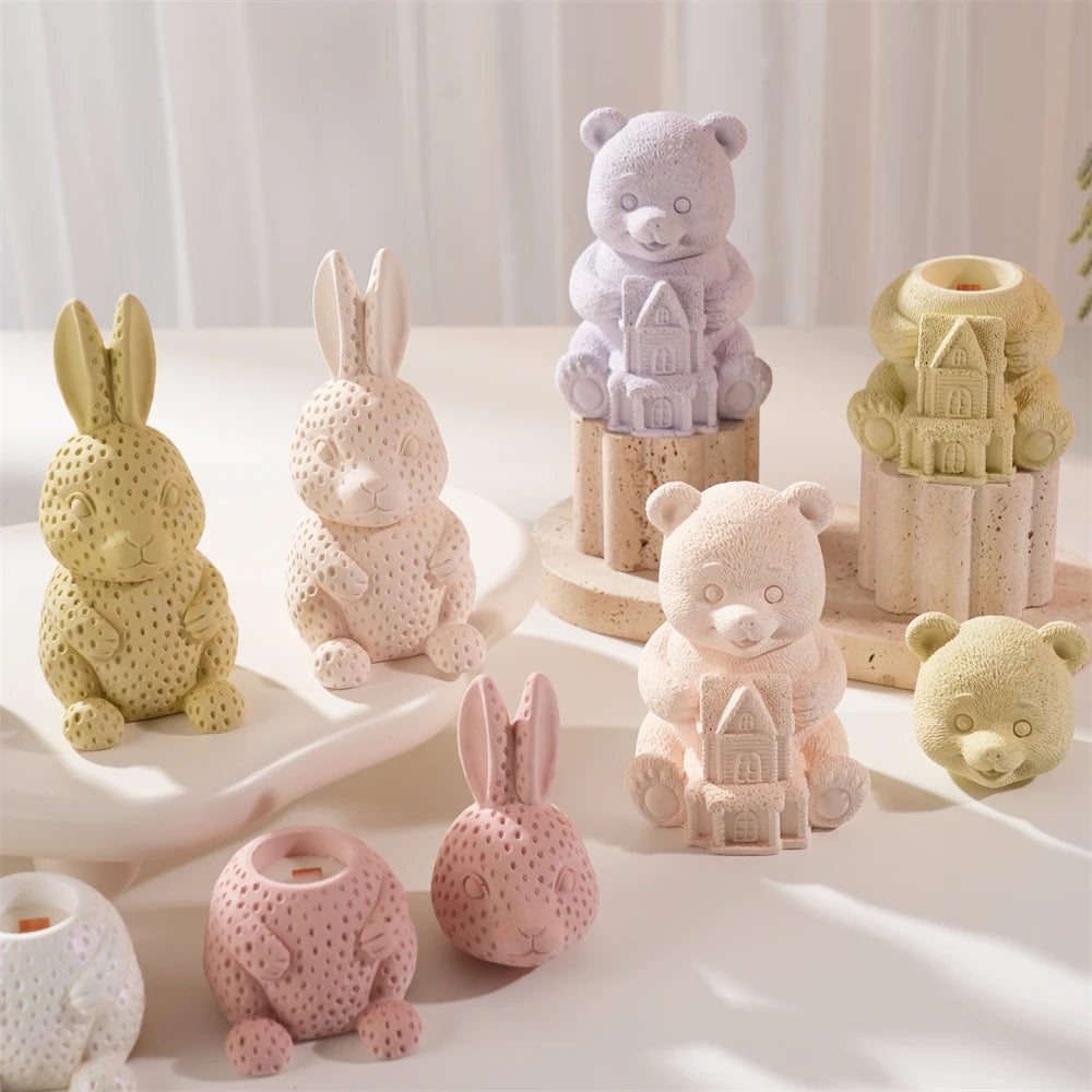 Bunny & Bear House Candle Jar Mold – Cute Silicone Mould