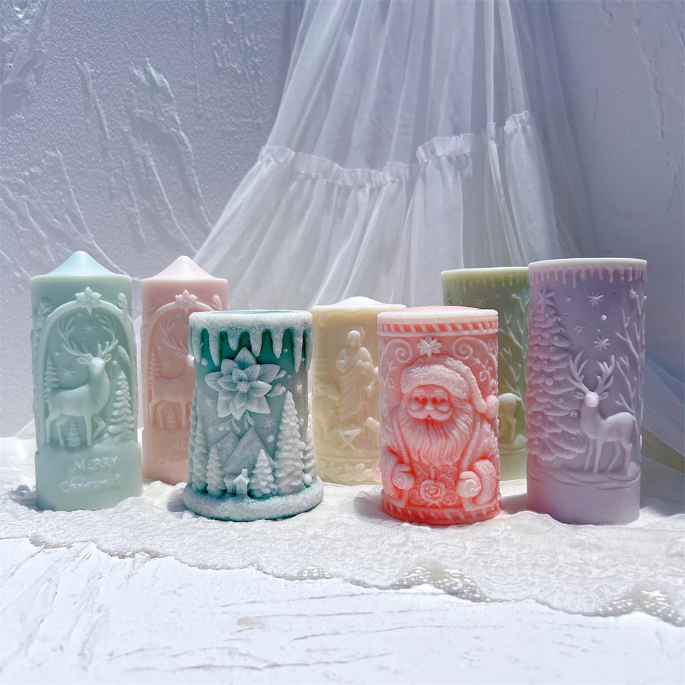 Santa Claus & Christmas Column Silicone Candle Molds