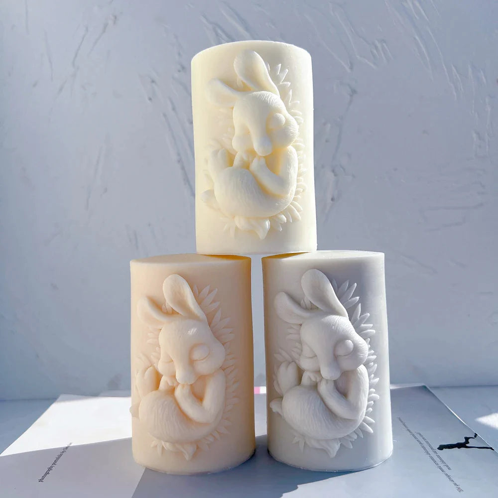 Easter Bunny Pillar Candle Mold Silicone