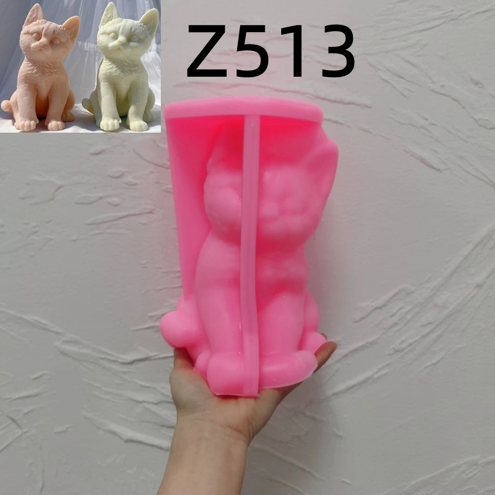 Sitting Tabby Cat Candle Silicone Mold