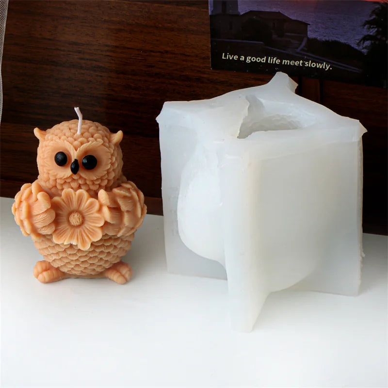 3D Owl Silicone Candle Mold