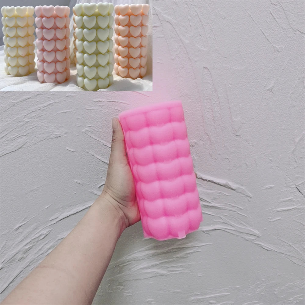 Heart Pillar Silicone Candle Mold: Wedding & Anniversary Gift