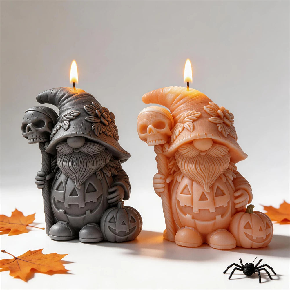 Halloween Pumpkin Gnome Silicone Candle Mold