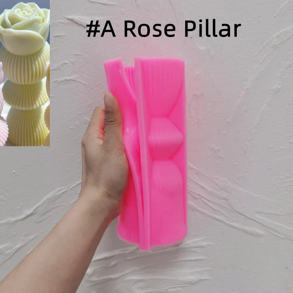 Lotus Flower Ribbed Pillar Candle Mold