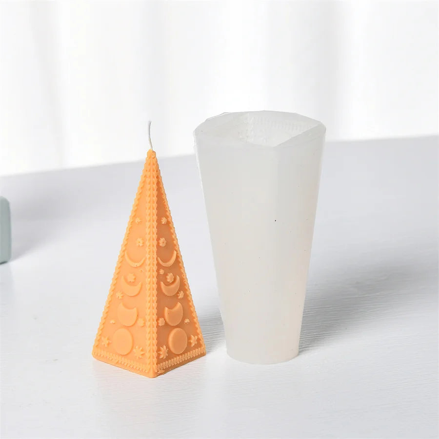 Celestial Moon & Star Patterned Column Candle Silicone Mold