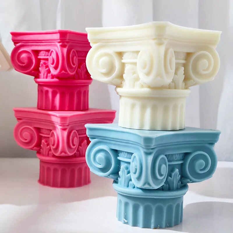 Large Roman Pillar Candle Mold Classic Corinthian