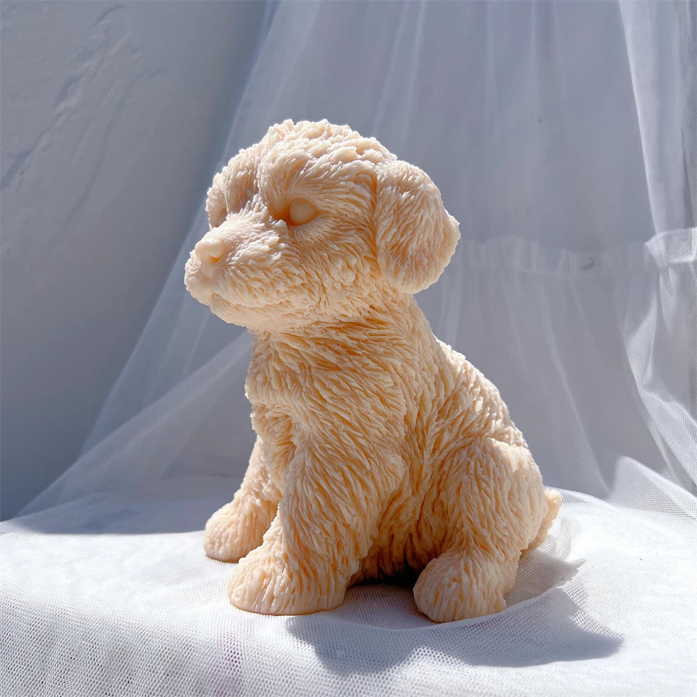Cute Labradoodle Dog Silicone Candle Mold