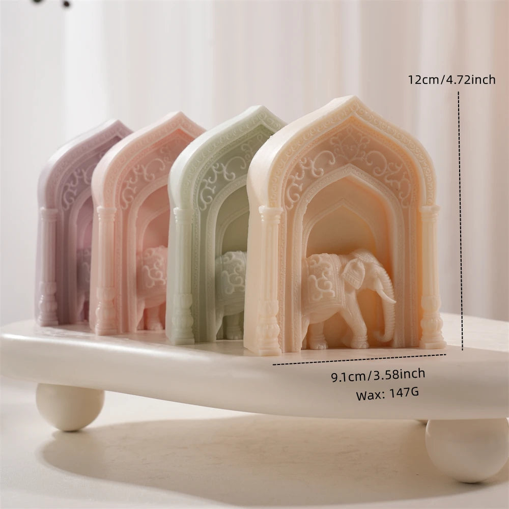 Mughal Boho Elephant Arch Silicone Candle Mold
