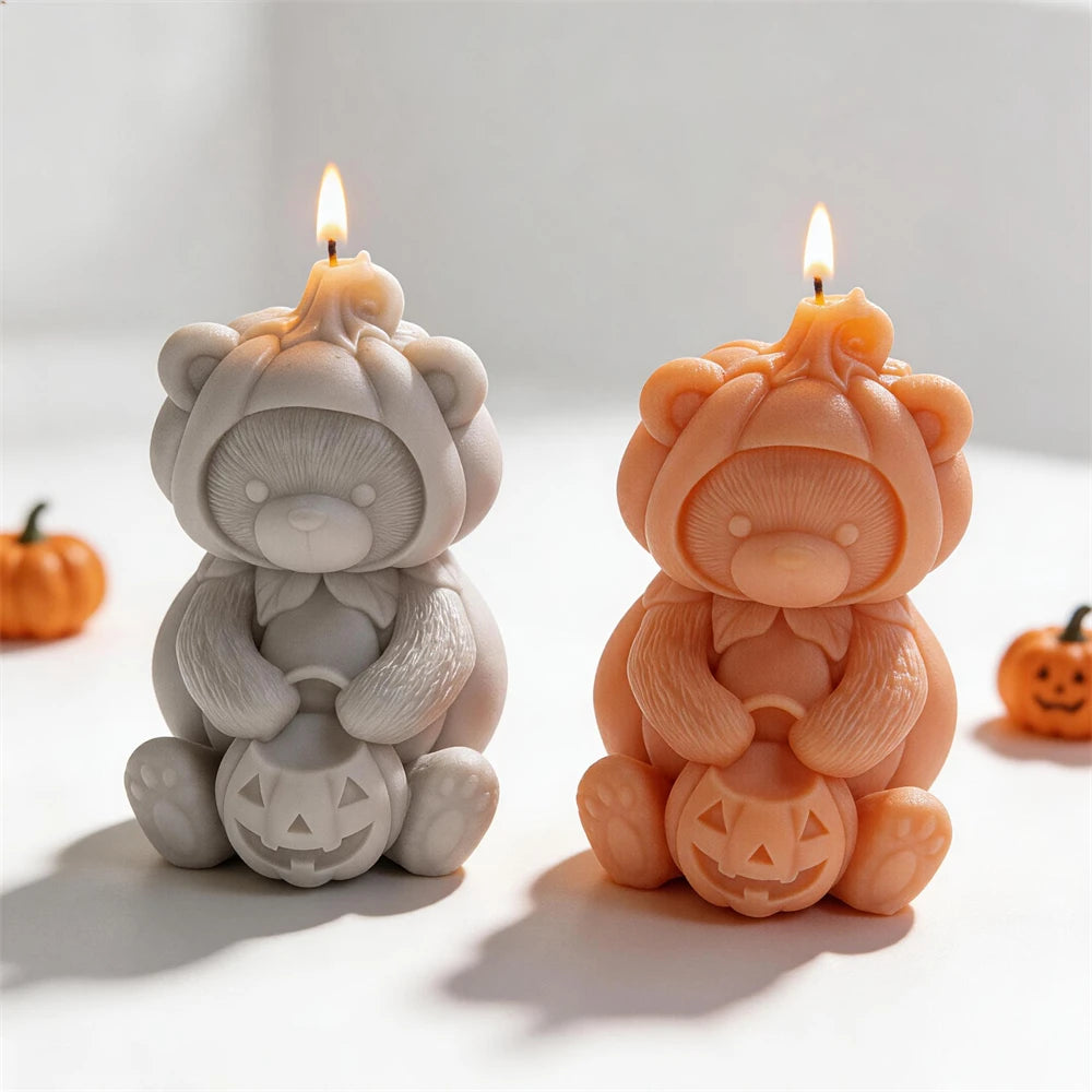 Trick or Treat Pumpkin Bear Silicone Candle Mold