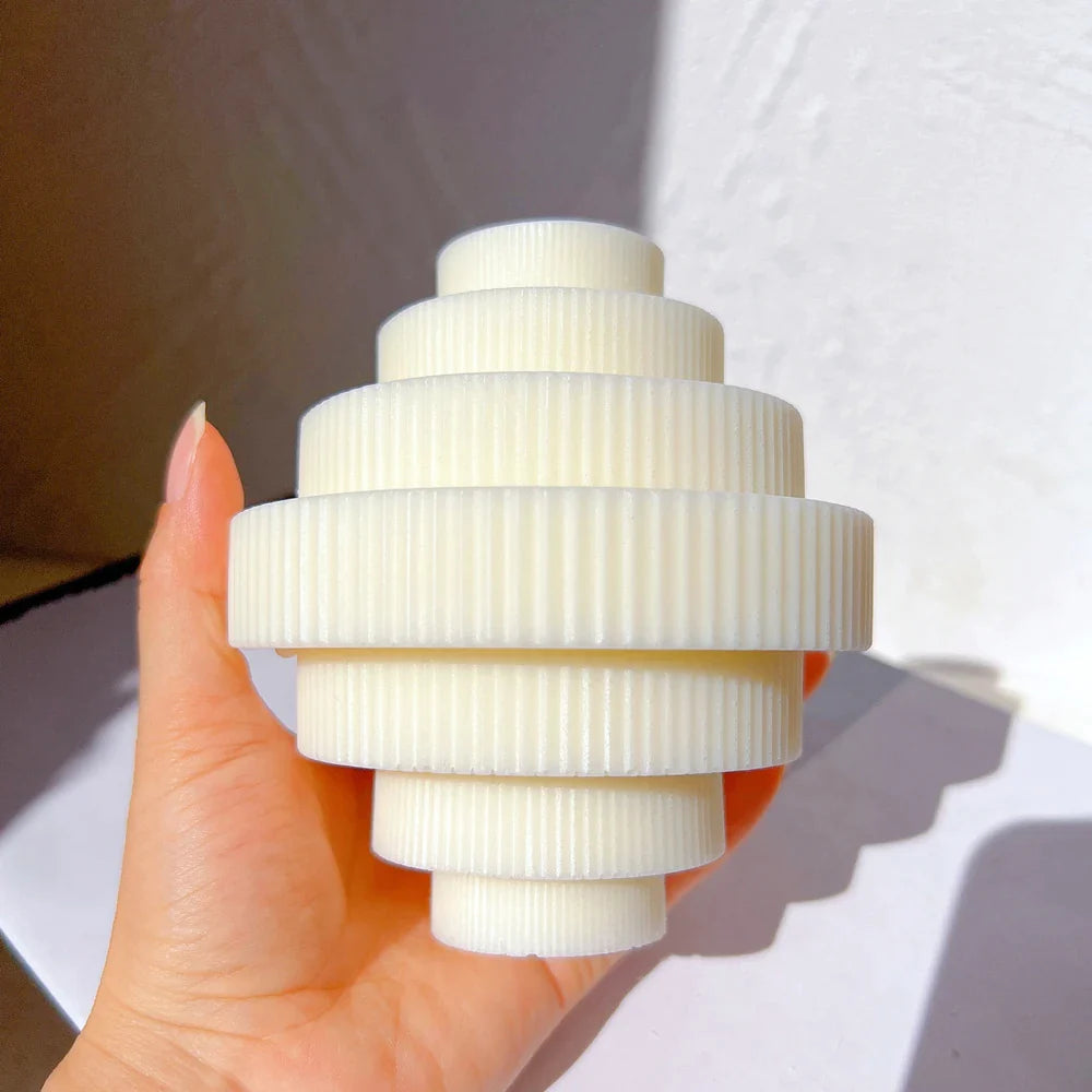 Carved Taper Ribbed Layer Round Silicone Candle Mould
