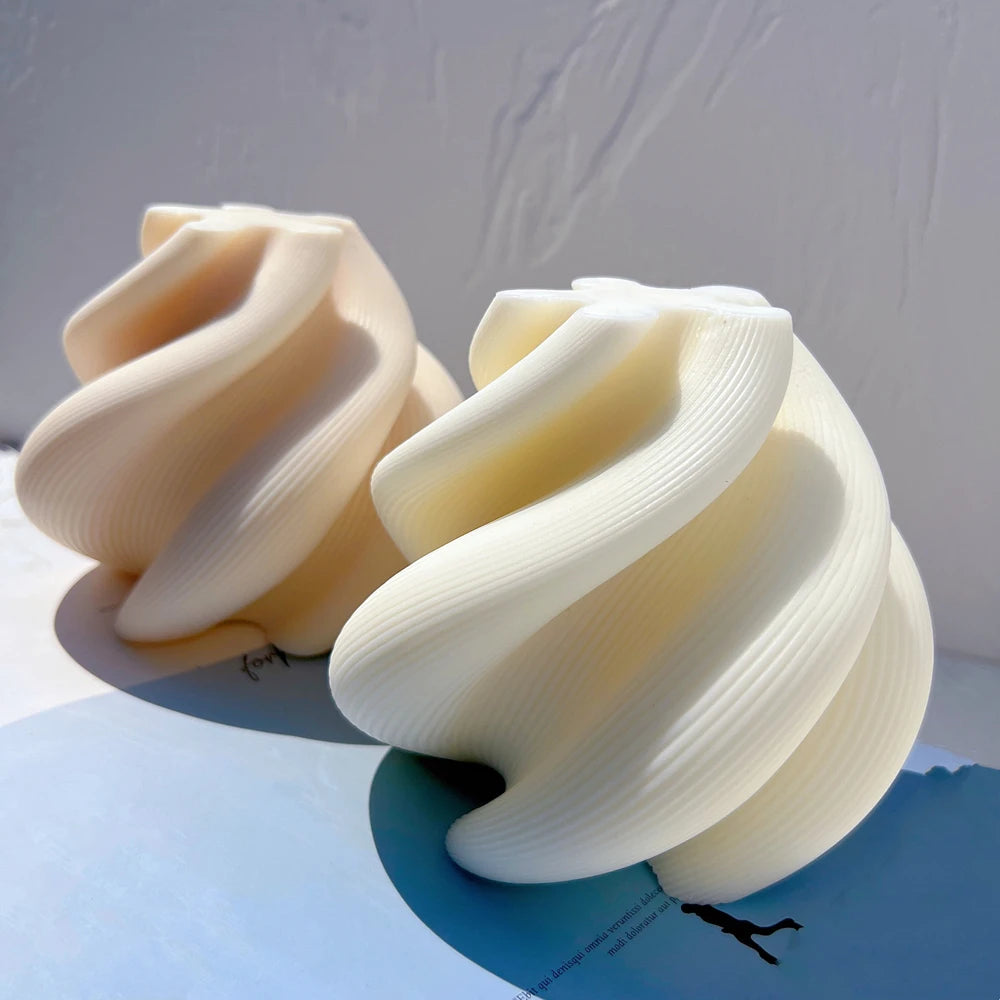 Big Size Geometric Wave Twirl Candle Mold