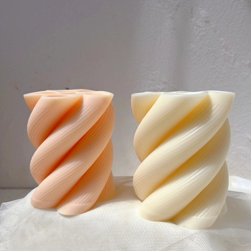 Ribbed Swirl Twisted Candle Silicone Mold