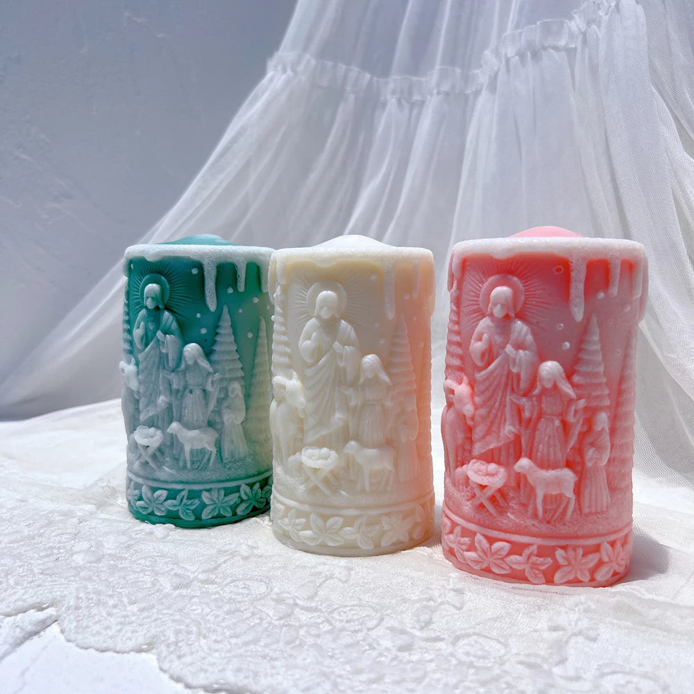 Santa Claus & Christmas Column Silicone Candle Molds