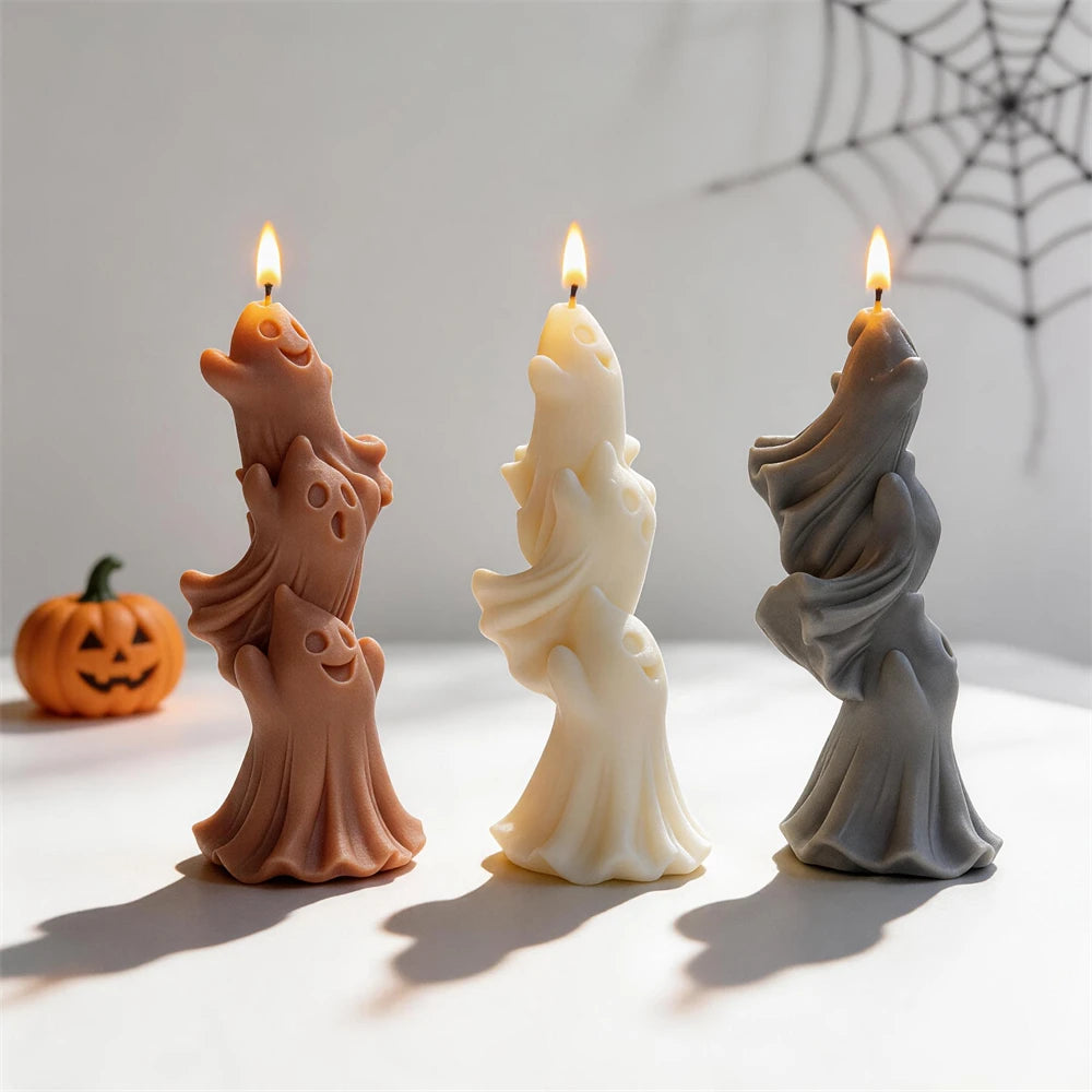 Stacked Ghosts Silicone Candle Mold for Halloween