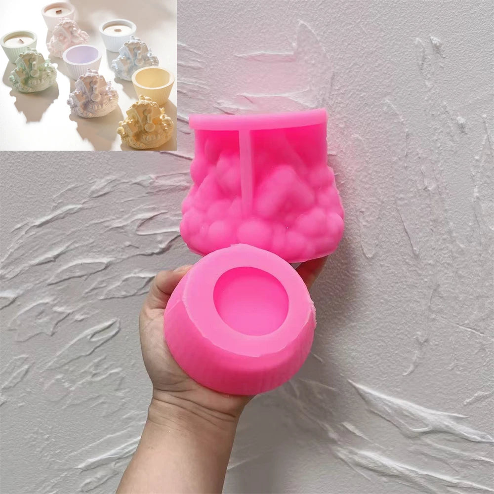 Christmas Cupcake Candle Holder Mold with Lid