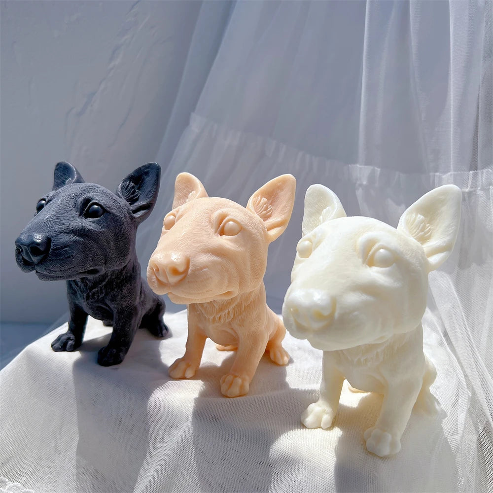 Bullhead Terrier Statue Candle Silicone Mold
