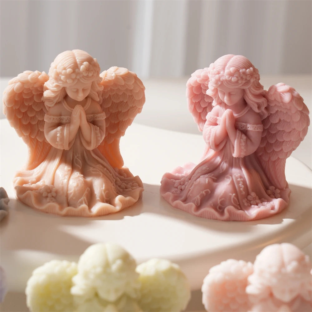 Cute Prayer Angel Candle Silicone Mold for DIY