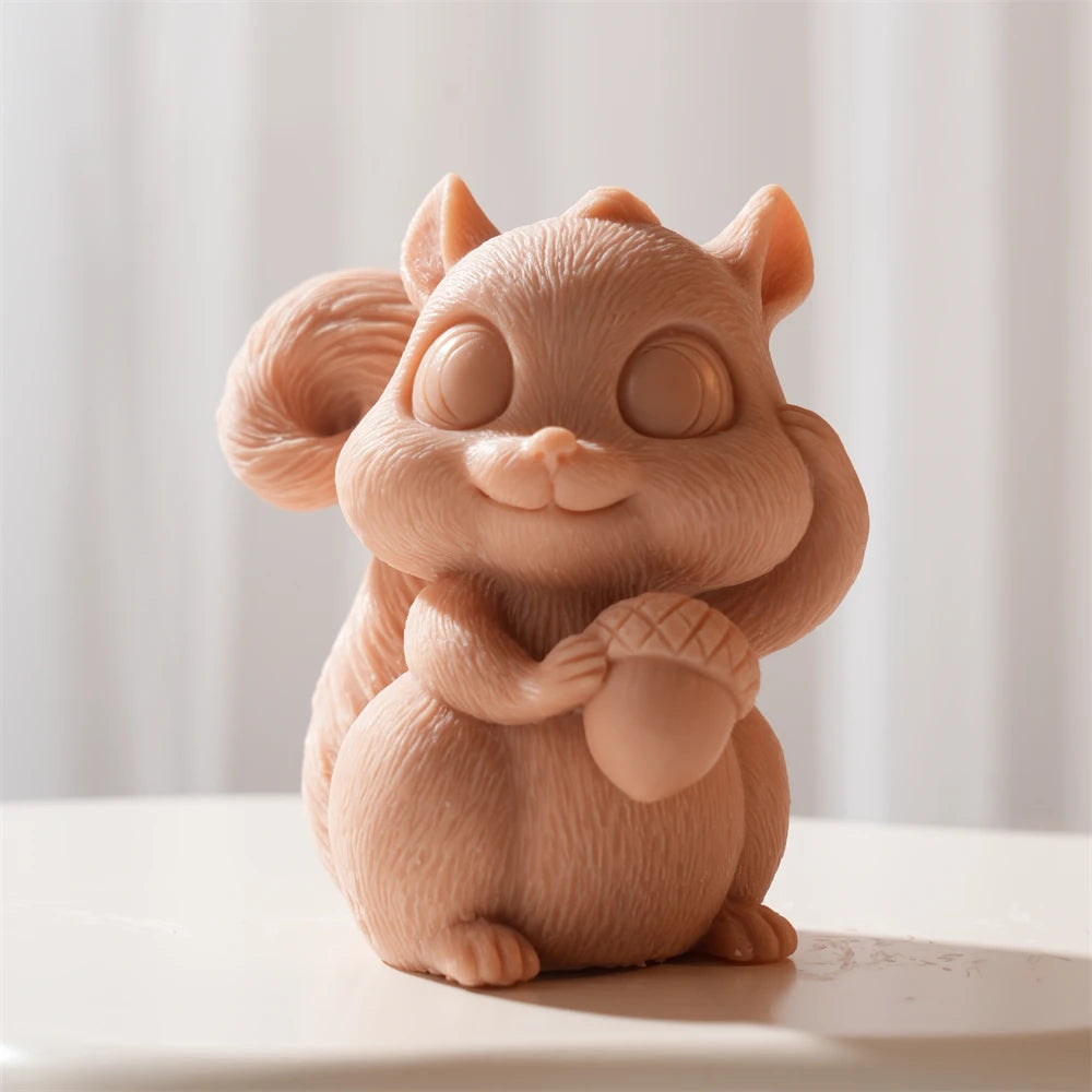 Squirrel Holding Acorn Silicone Candle Mold
