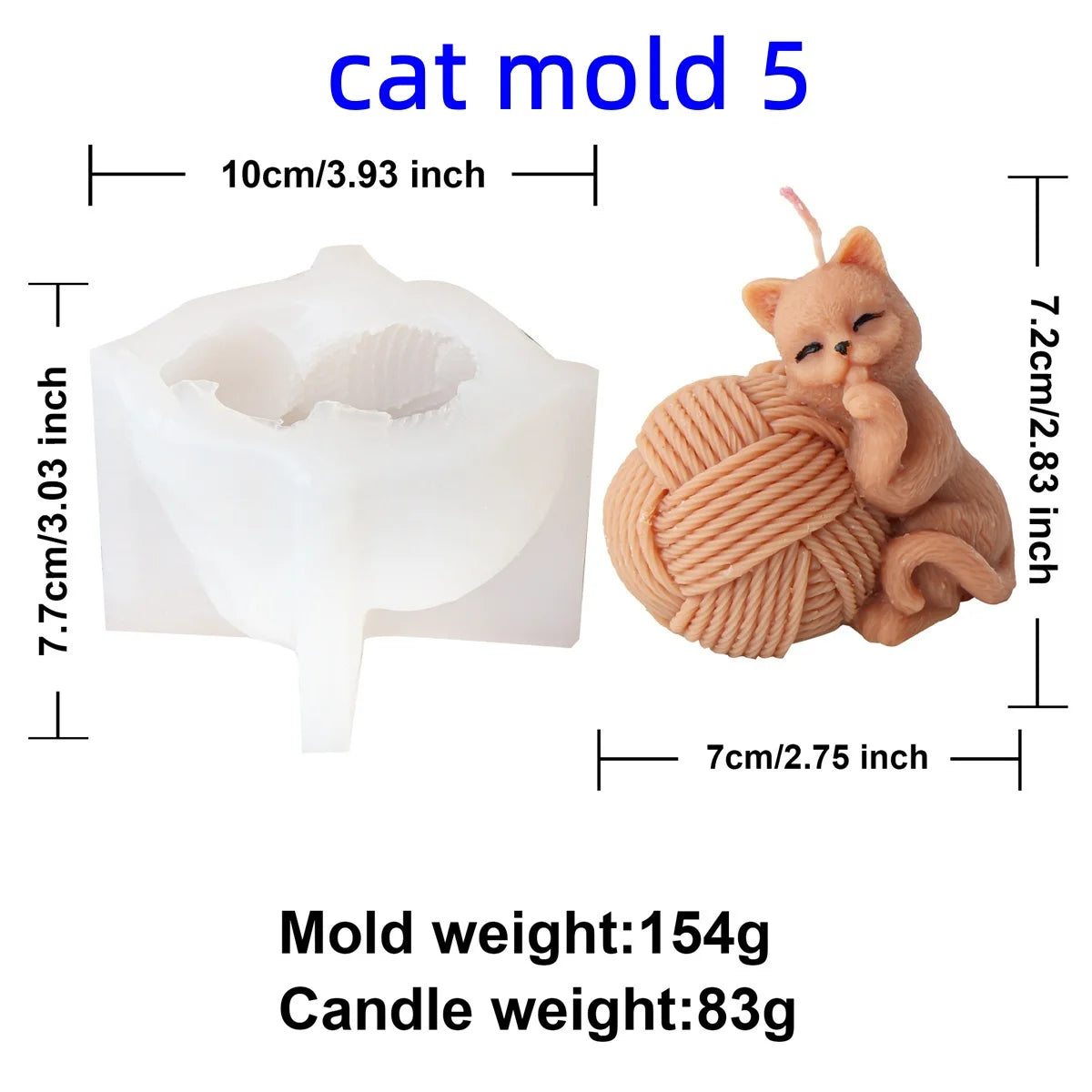 Wool Ball Kitten Candle Molds