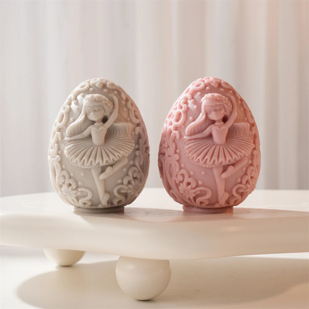 Dancing Girl Egg Candle Silicone Mold for Easter