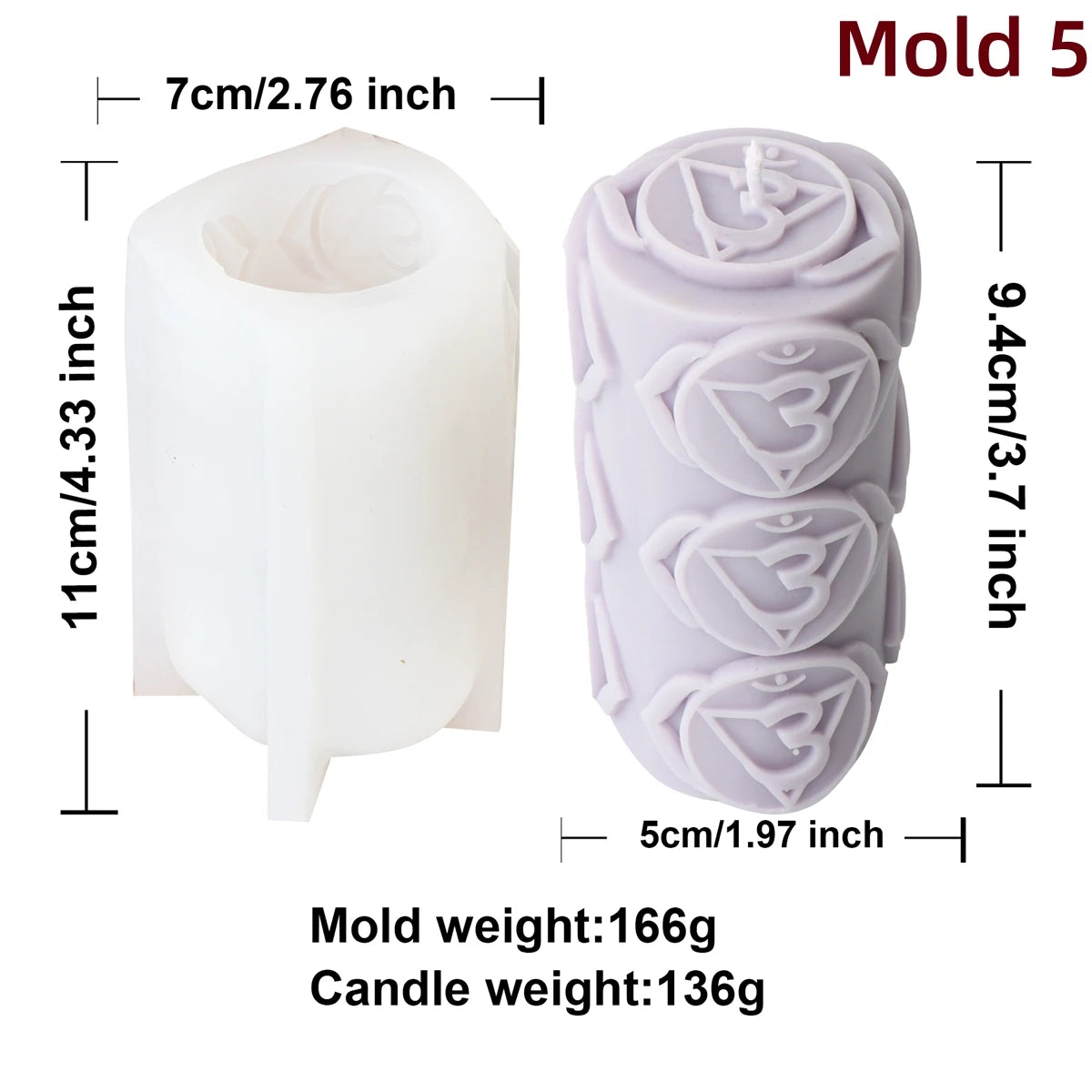 Chakras Pillar Silicone Candle Mold