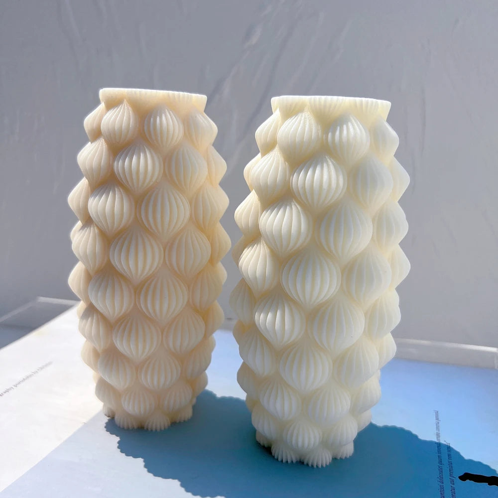 Ribbed Pillar Raindrop Candle Mold