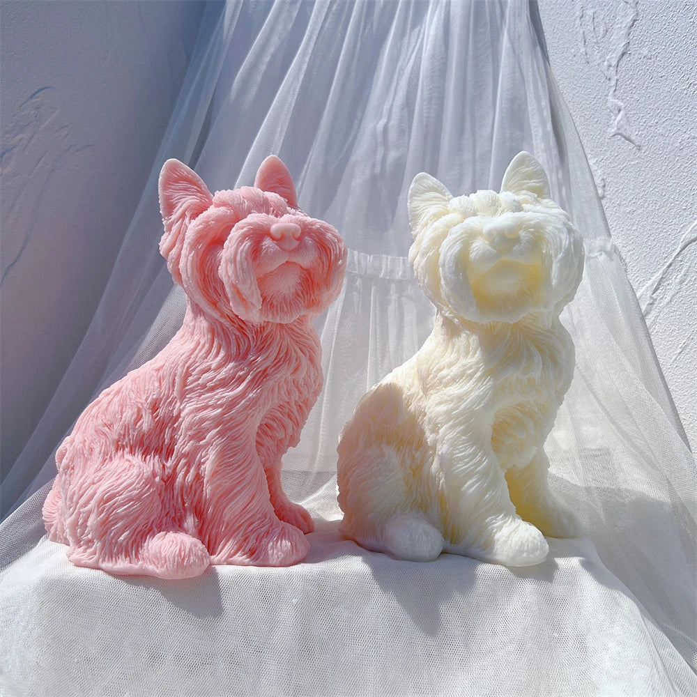 Yorkshire Terrier Dog Statue Candle Silicone Mold