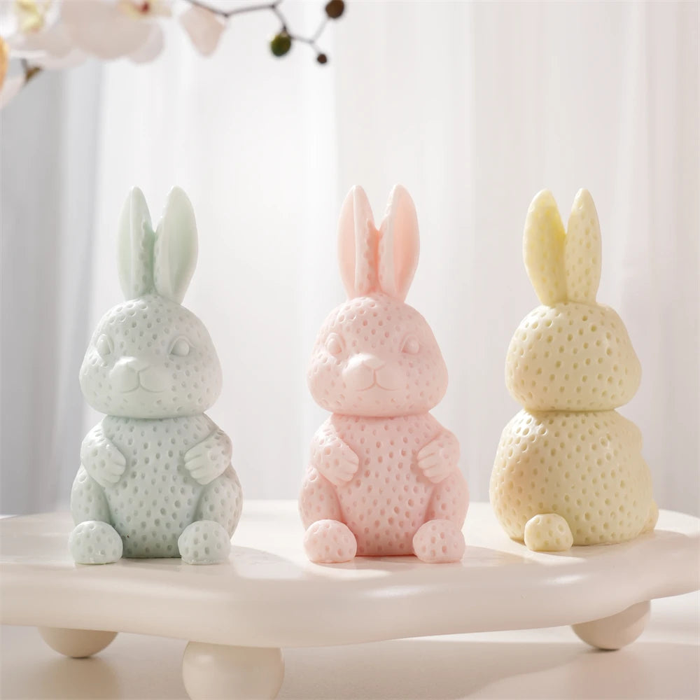 Strawberry Bunny & Bear House Candle Silicone Mold