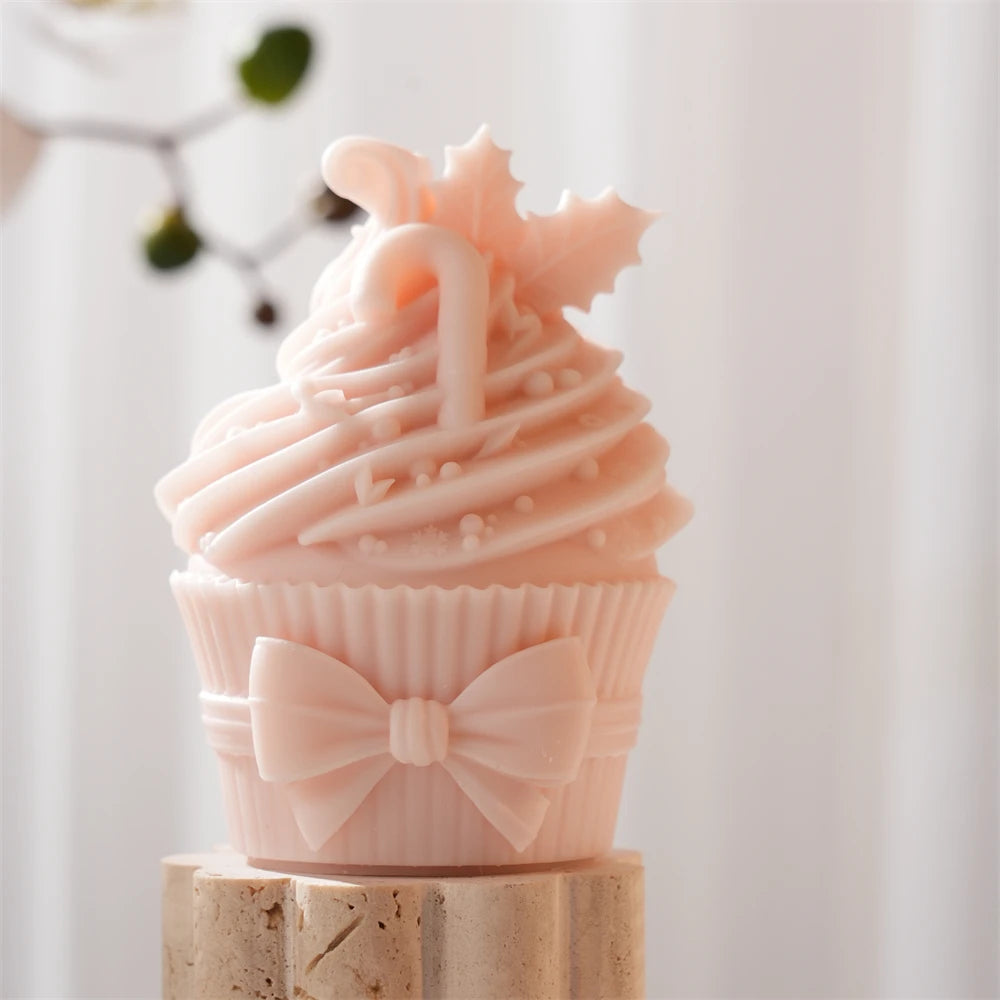 Christmas Cupcake Snow House & Poinsettia Silicone Candle Mold