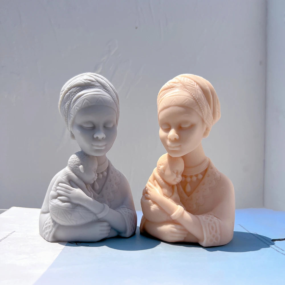Afro Women Holding Baby Bust Candle Mold