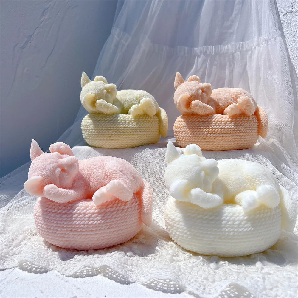 Cute Cat Statue Silicone Candle Mold