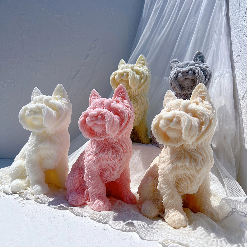 Yorkshire Terrier Dog Statue Candle Silicone Mold