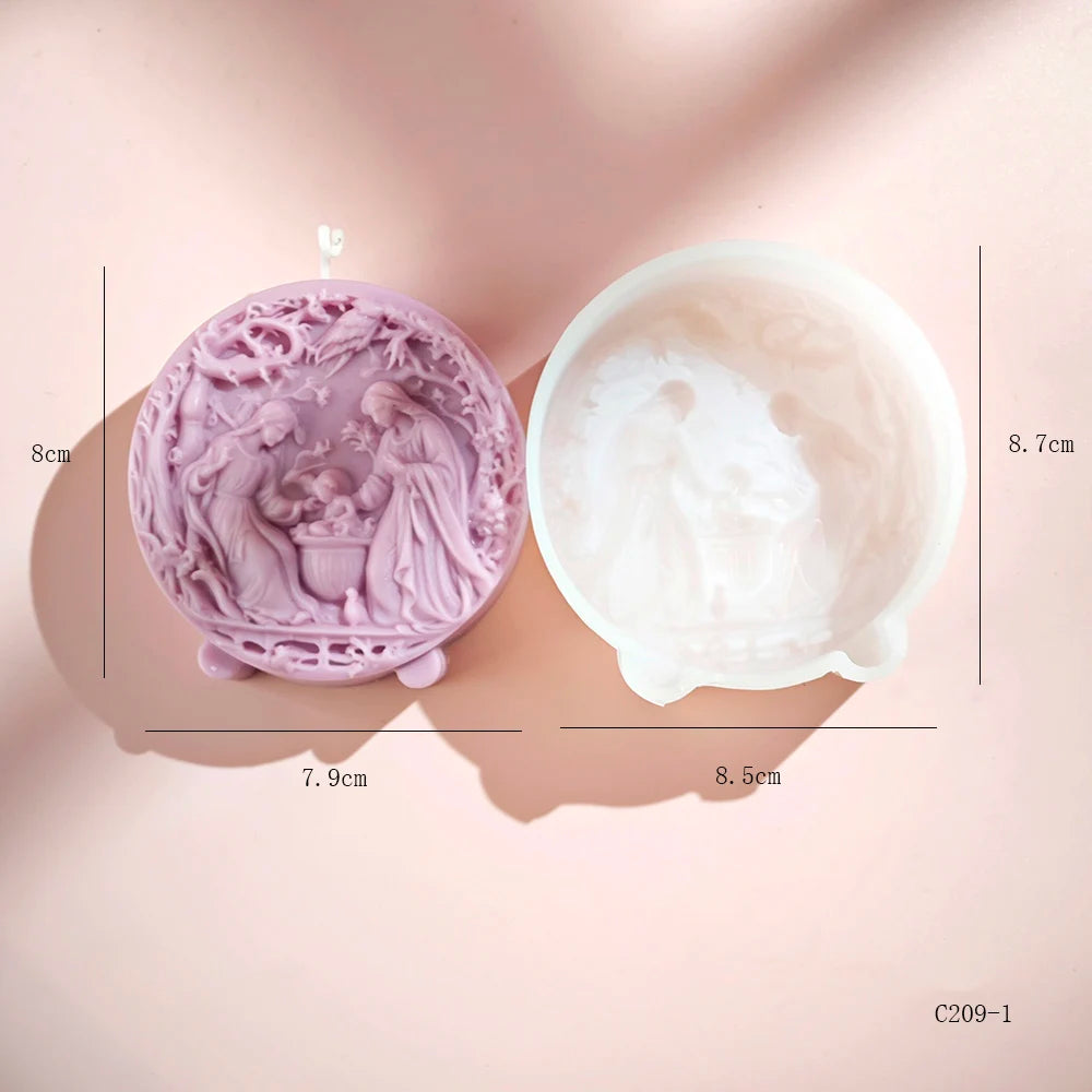 Praying Madonna and Jesus Family Candle Mold