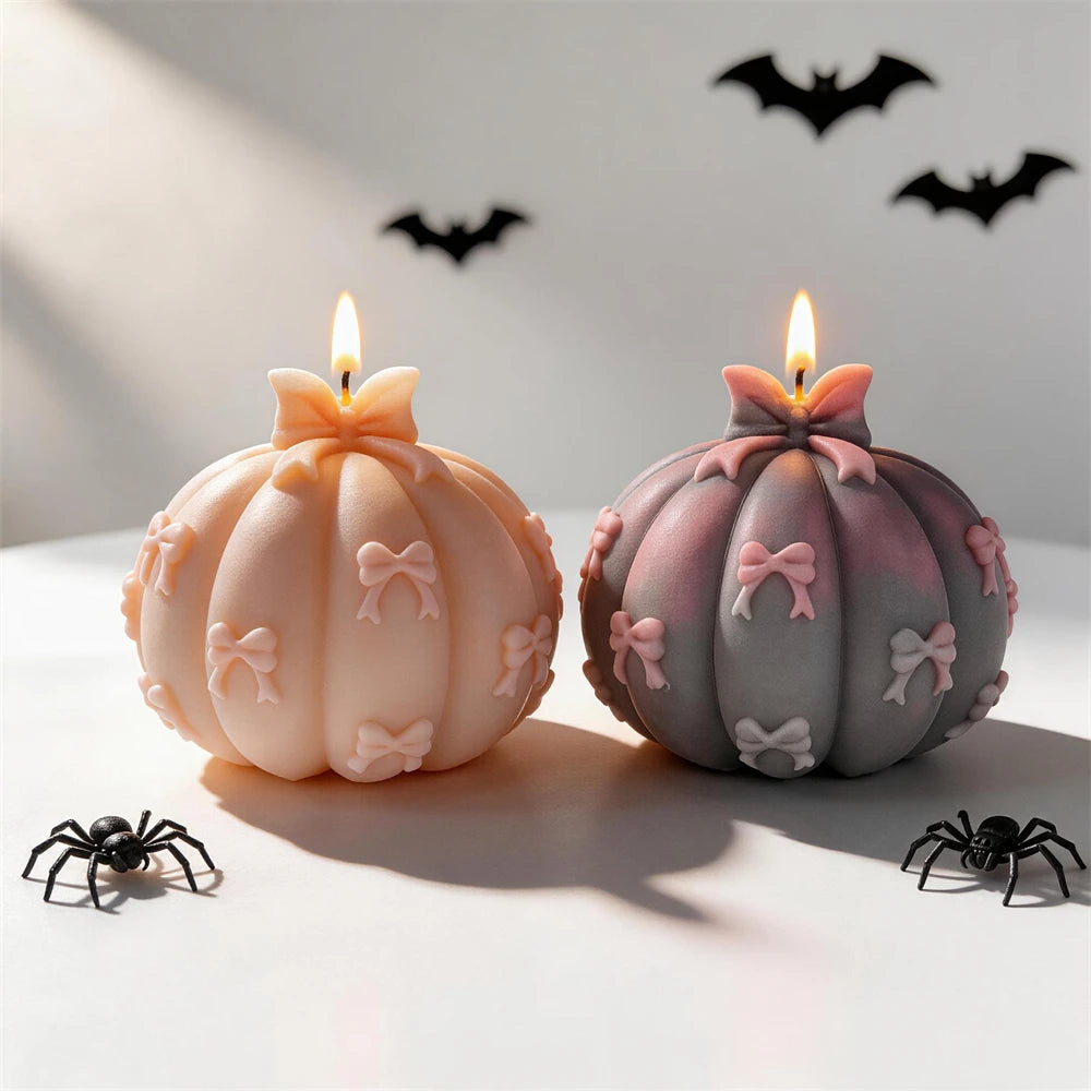Bowknot Pumpkin Silicone Candle Mold for Festive Decor