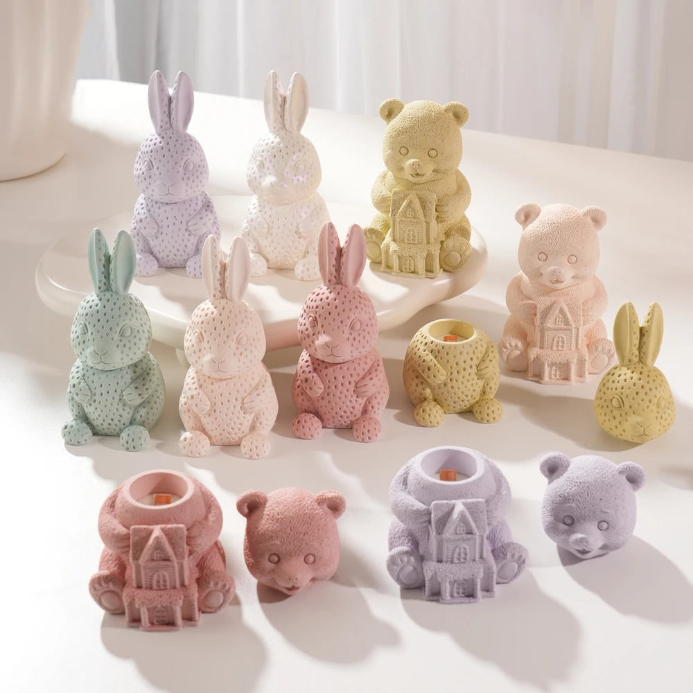 Bunny & Bear House Candle Jar Mold – Cute Silicone Mould