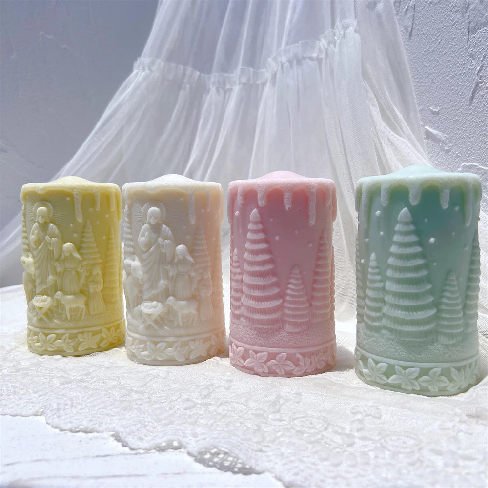 Santa Claus & Christmas Column Silicone Candle Molds