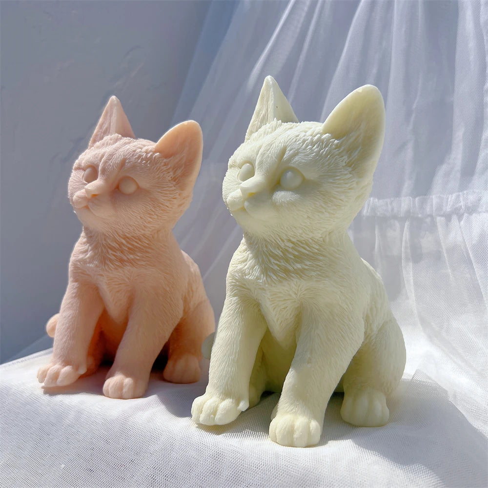 Sitting Tabby Cat Candle Silicone Mold