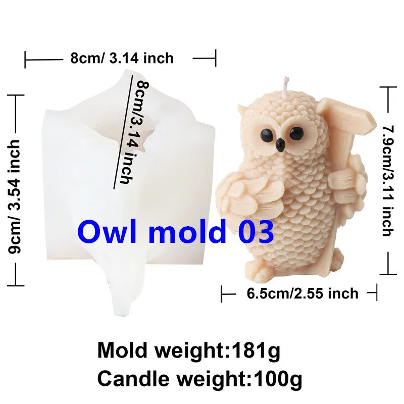 3D Owl Silicone Candle Mold