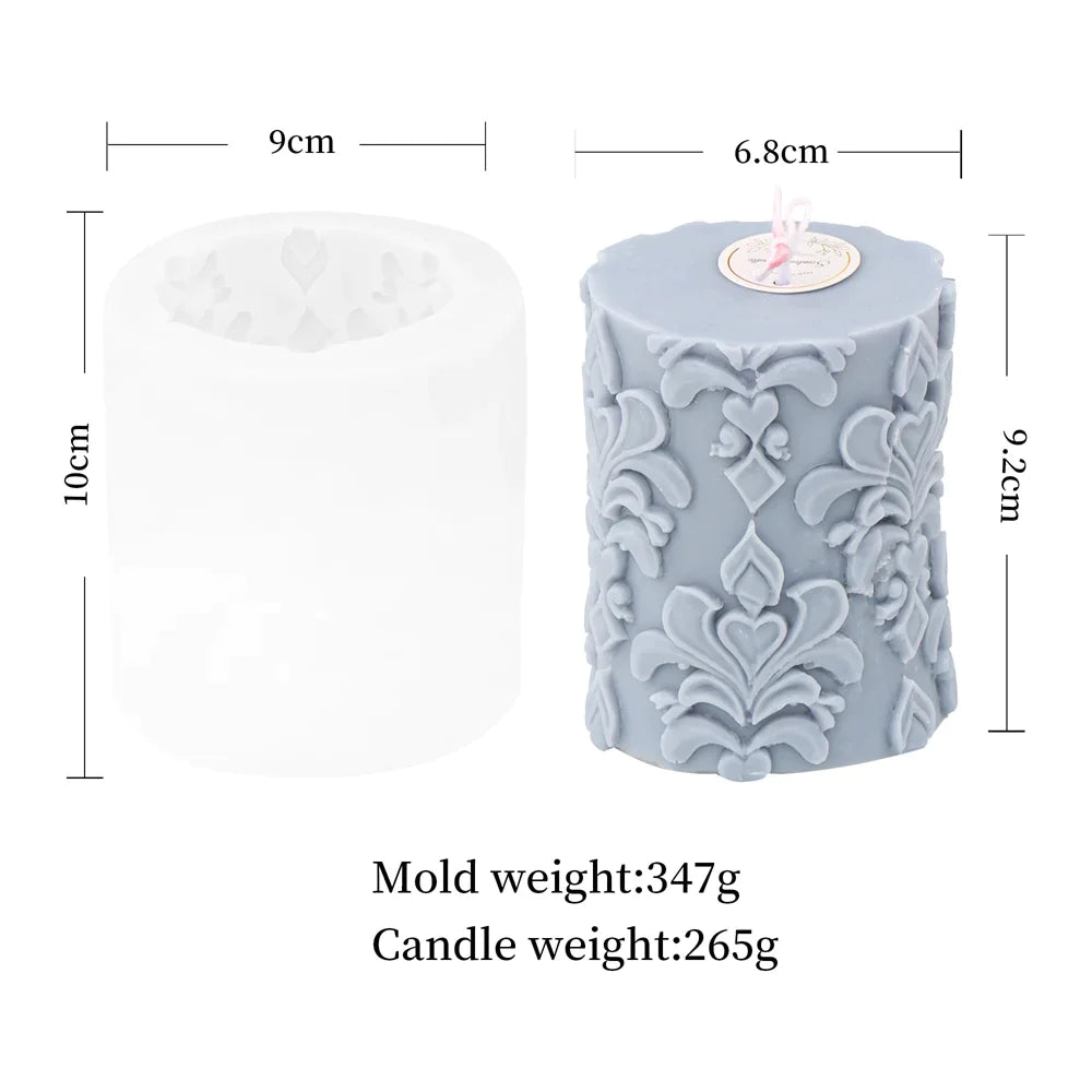 Vintage Embossed Column Cylinder Candle Molds