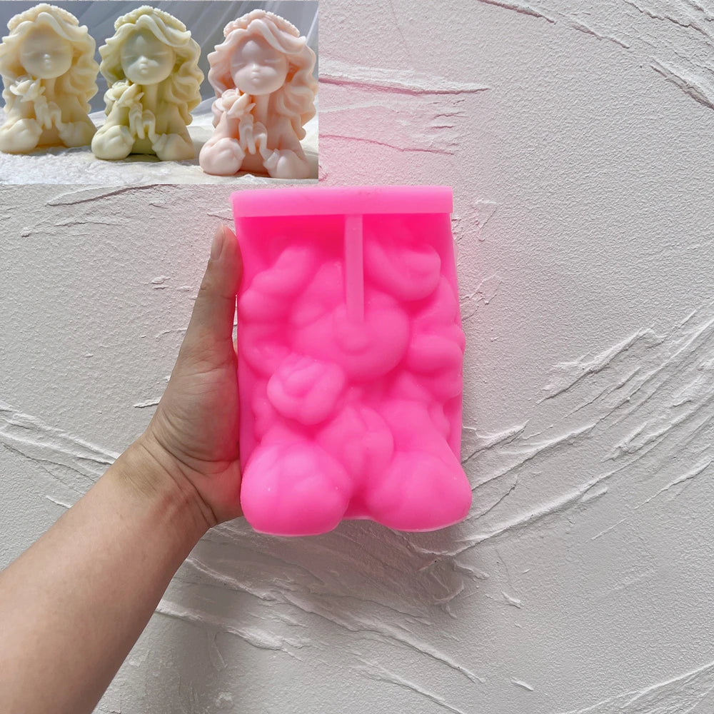 Two Designs Flower Fairy Figure Sculpture Candle Molds