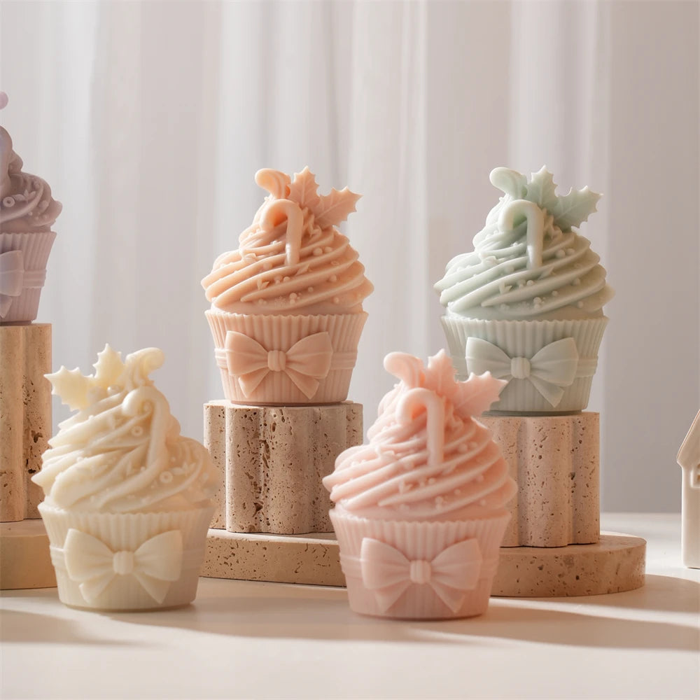 Christmas Cupcake Snow House & Poinsettia Silicone Candle Mold