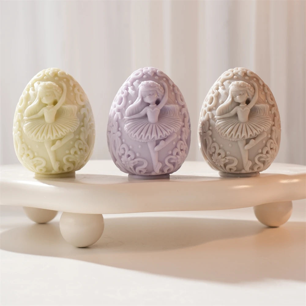 Dancing Girl Egg Candle Silicone Mold for Easter