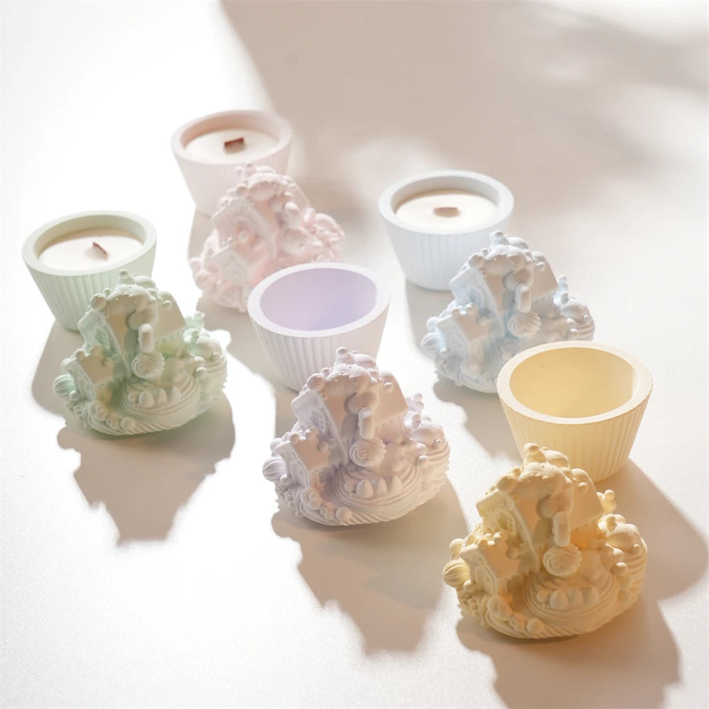 Christmas Cupcake Candle Holder Mold with Lid