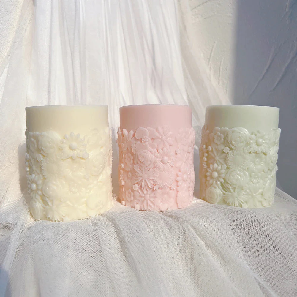 Flower Pillar Candle Mold for Floral Home Decor