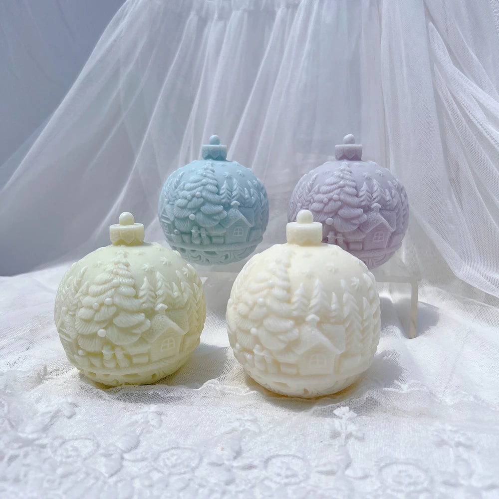 Five Designs Christmas Ball Silicone Candle Molds