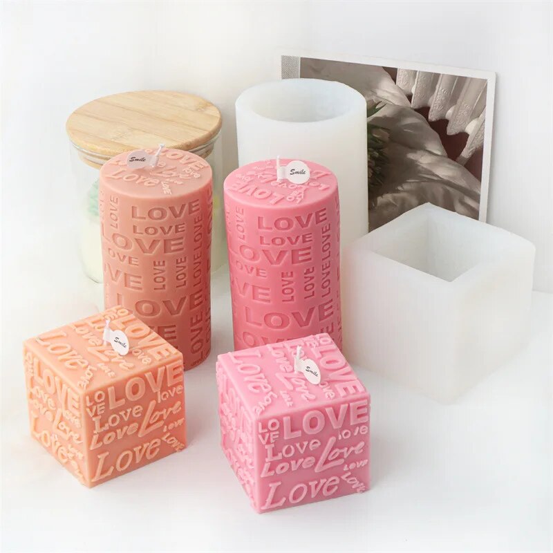 LOVE Cube & Cylindrical Candles Mold