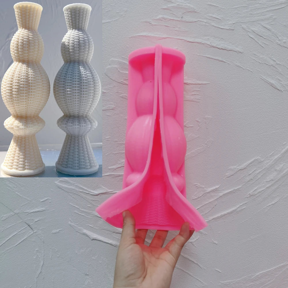 24CM Tall Weave Pillar Candle Mold