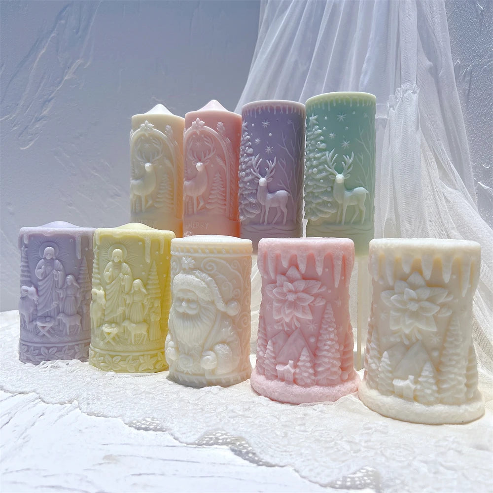 Santa Claus & Christmas Column Silicone Candle Molds