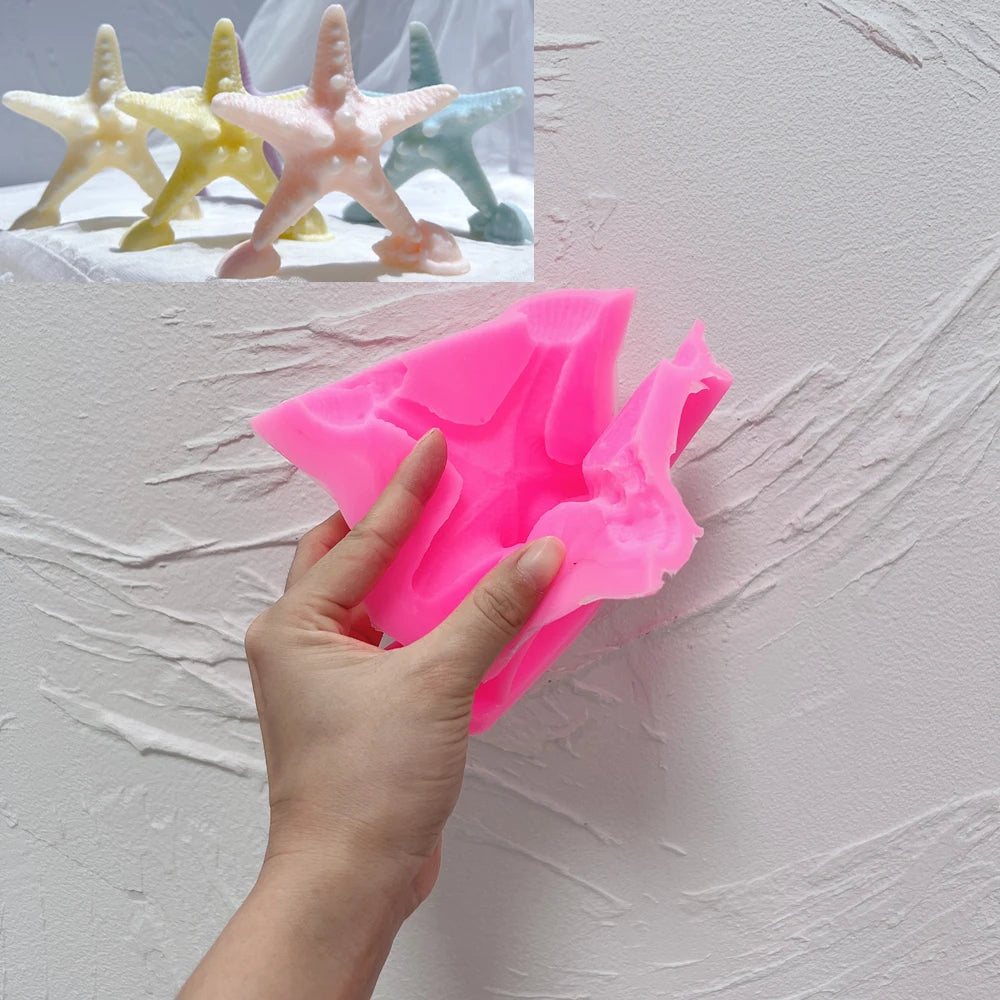 Starfish & Seashells Silicone Candle Mold – Coastal Theme Wax Mold