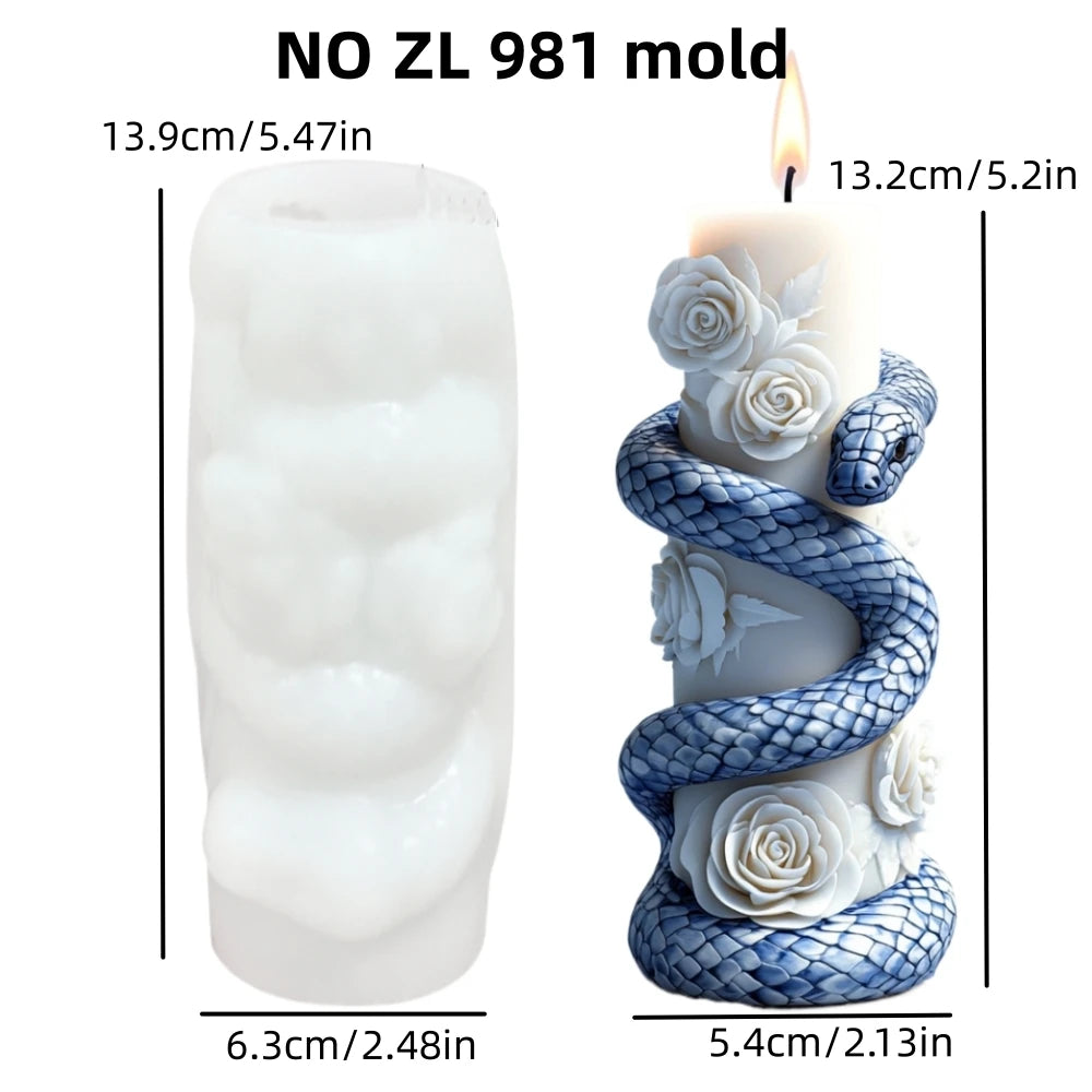 DIY Spiral Snake Relief Long Pole Candle Silicone Mold